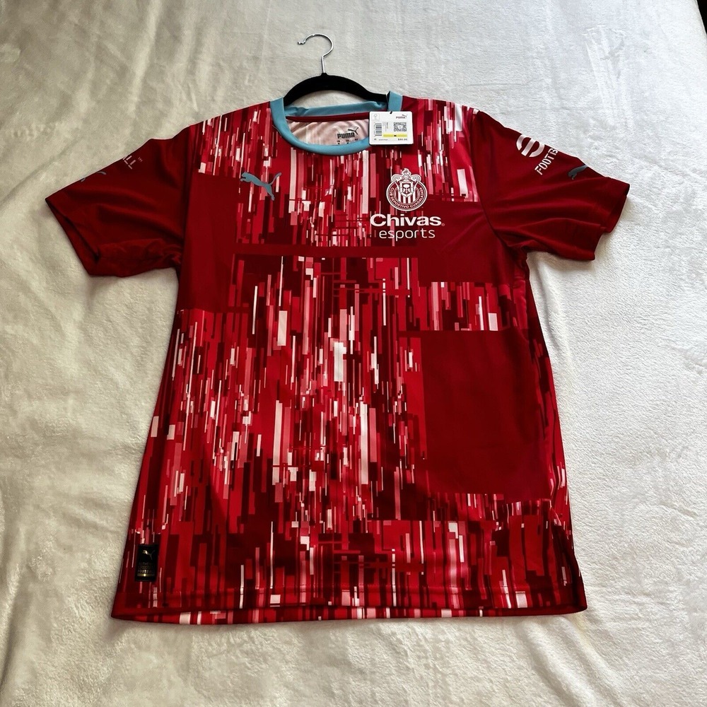 PUMA‎ Chivas Esports Soccer Jersey Medium Red White Digital Design 22/23